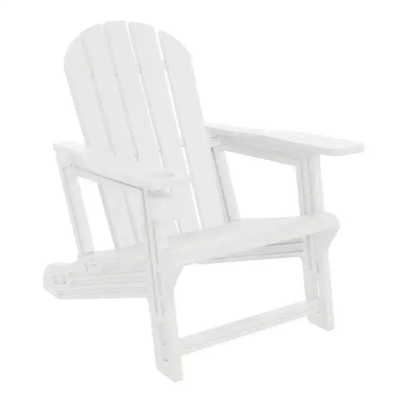 Sedia da esterni Azura Adirondack WestinTrends in plastica HDPE con montaggio senza attrezzi e portabicchieri, colore: Bianco