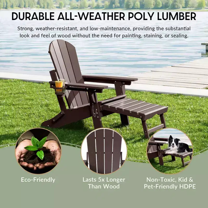 WestinTrends Malibu Sedia Adirondack Pieghevole Regolabile con Poggiapiedi Retrattile e Portabicchieri (Set da 2), Rosso