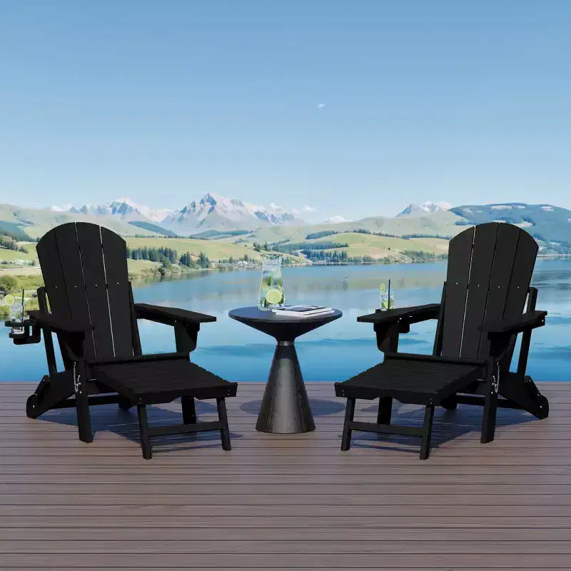 WestinTrends Malibu Sedia Adirondack Pieghevole Regolabile con Poggiapiedi Retrattile e Portabicchieri (Set da 2), Rosso