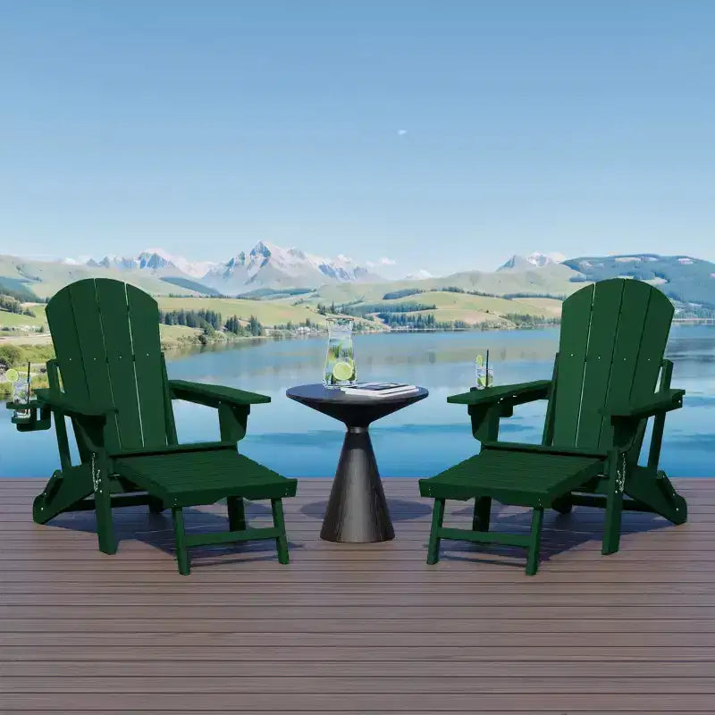 WestinTrends Malibu Sedia Adirondack Pieghevole Regolabile con Poggiapiedi Retrattile e Portabicchieri (Set da 2), Rosso