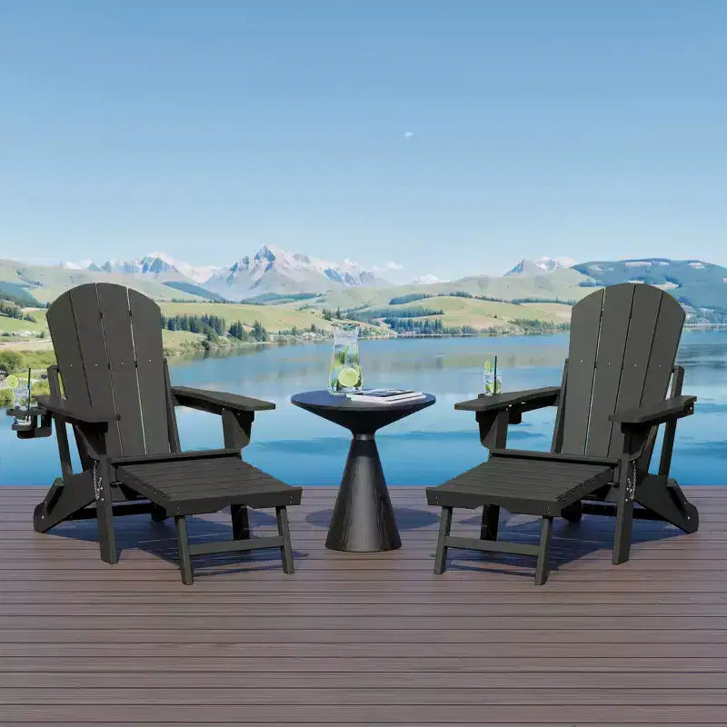 WestinTrends Malibu Sedia Adirondack Pieghevole Regolabile con Poggiapiedi Retrattile e Portabicchieri (Set da 2), Rosso