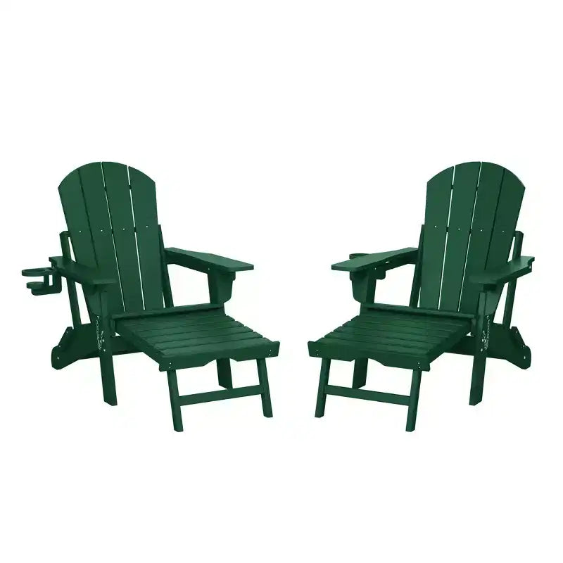 WestinTrends Malibu Sedia Adirondack Pieghevole Regolabile con Poggiapiedi Retrattile e Portabicchieri (Set da 2), Rosso