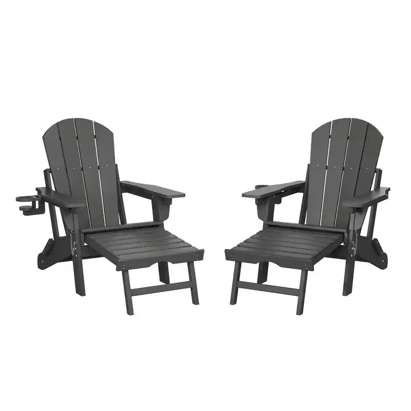 WestinTrends Malibu Sedia Adirondack Pieghevole Regolabile con Poggiapiedi Retrattile e Portabicchieri (Set da 2), Rosso