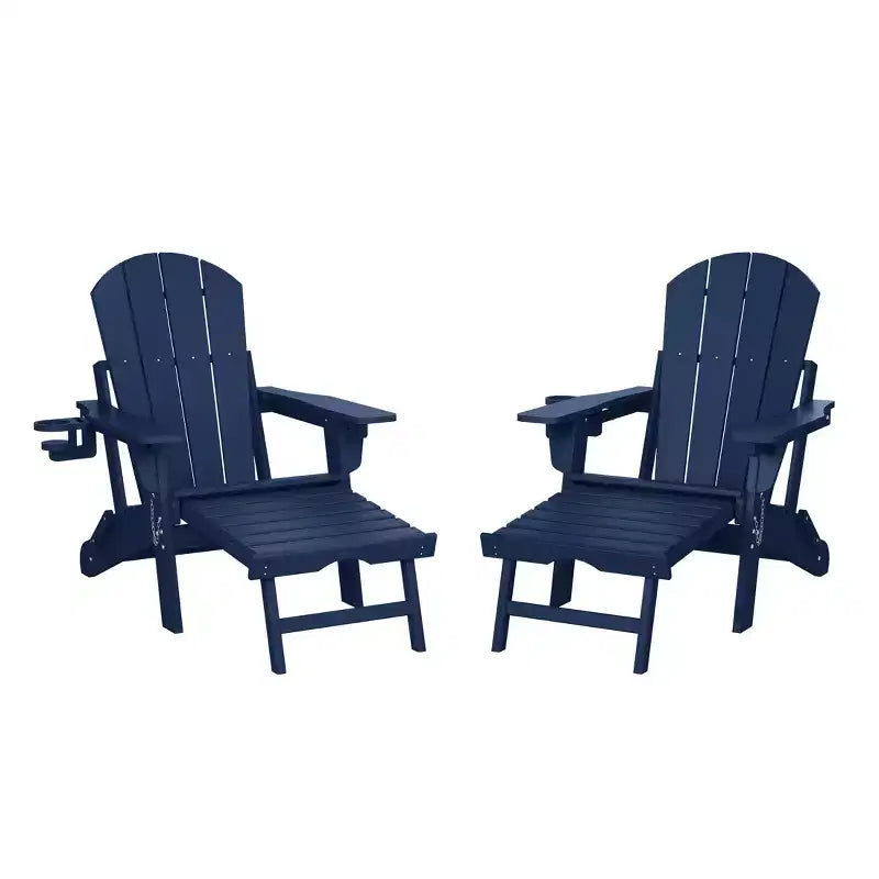WestinTrends Malibu Sedia Adirondack Pieghevole Regolabile con Poggiapiedi Retrattile e Portabicchieri (Set da 2), Rosso