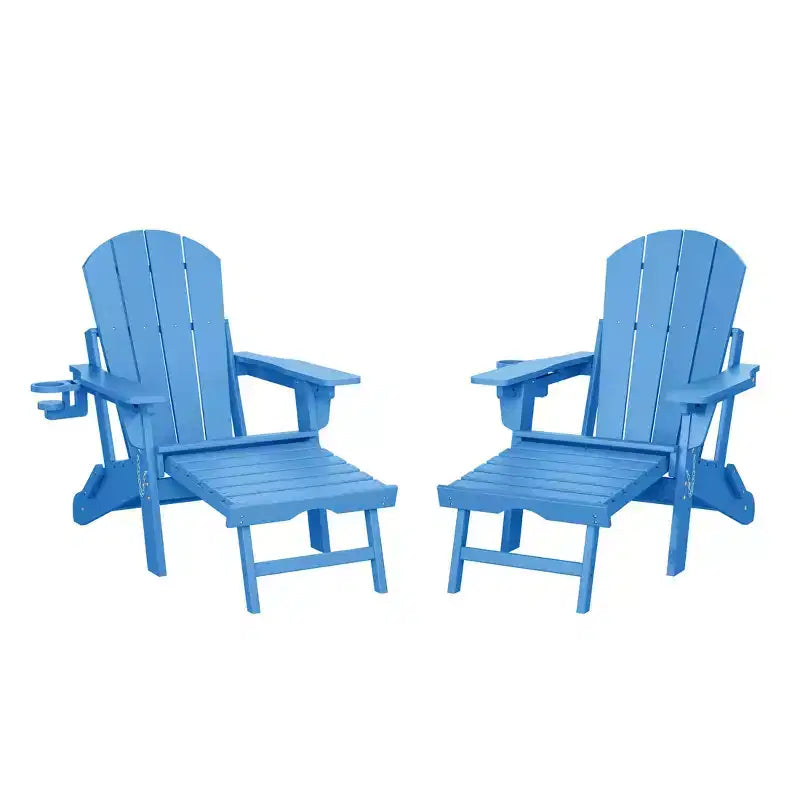 WestinTrends Malibu Sedia Adirondack Pieghevole Regolabile con Poggiapiedi Retrattile e Portabicchieri (Set da 2), Rosso