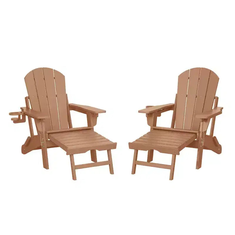 WestinTrends Malibu Sedia Adirondack Pieghevole Regolabile con Poggiapiedi Retrattile e Portabicchieri (Set da 2), Rosso