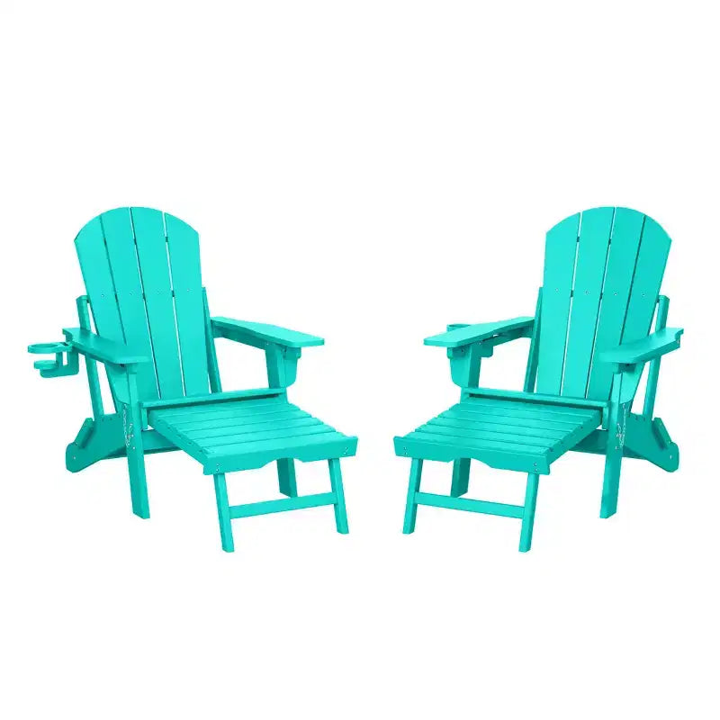 WestinTrends Malibu Sedia Adirondack Pieghevole Regolabile con Poggiapiedi Retrattile e Portabicchieri (Set da 2), Rosso