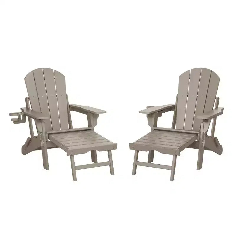 WestinTrends Malibu Sedia Adirondack Pieghevole Regolabile con Poggiapiedi Retrattile e Portabicchieri (Set da 2), Rosso