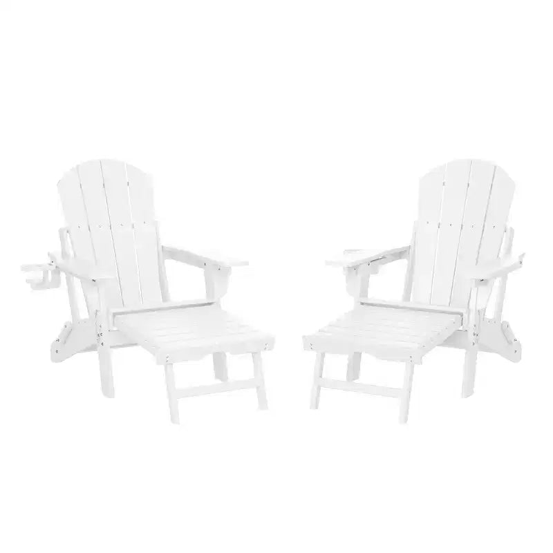 WestinTrends Malibu Sedia Adirondack Pieghevole Regolabile con Poggiapiedi Retrattile e Portabicchieri (Set da 2), Rosso