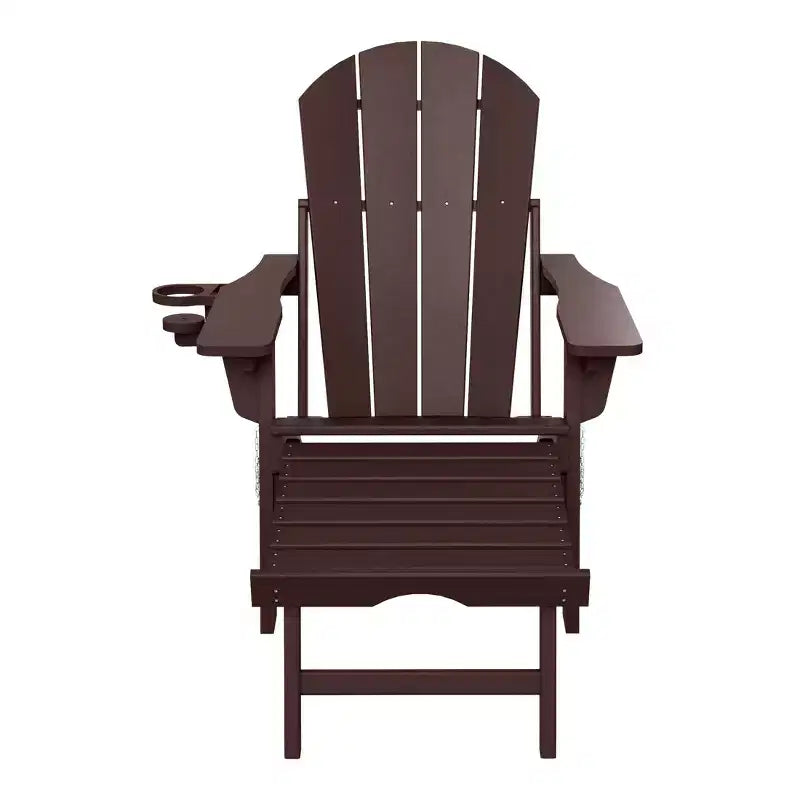 WestinTrends Sedia Adirondack Pieghevole Regolabile Malibu con Poggiapiedi Retrattile e Portabicchieri, Legno Invecchiato