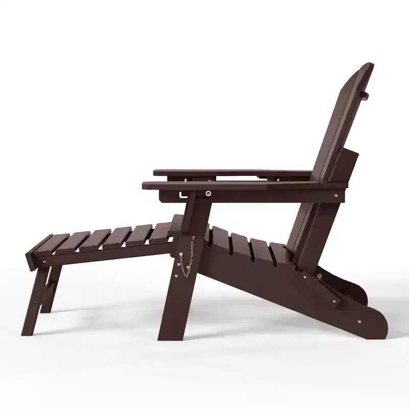 WestinTrends Sedia Adirondack Pieghevole Regolabile Malibu con Poggiapiedi Retrattile e Portabicchieri, Legno Invecchiato