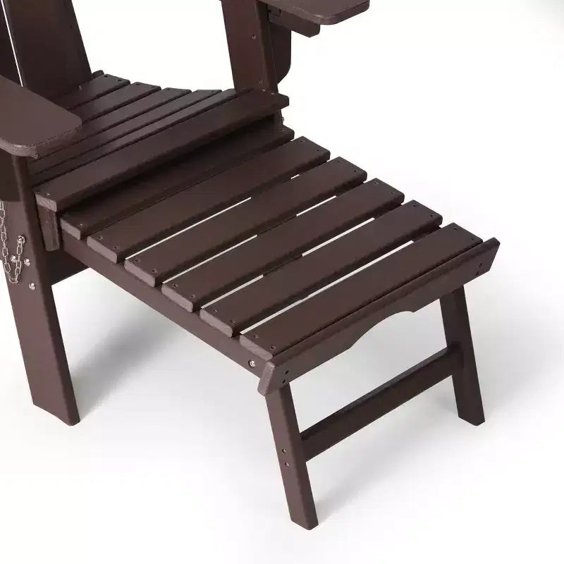 WestinTrends Sedia Adirondack Pieghevole Regolabile Malibu con Poggiapiedi Retrattile e Portabicchieri, Legno Invecchiato
