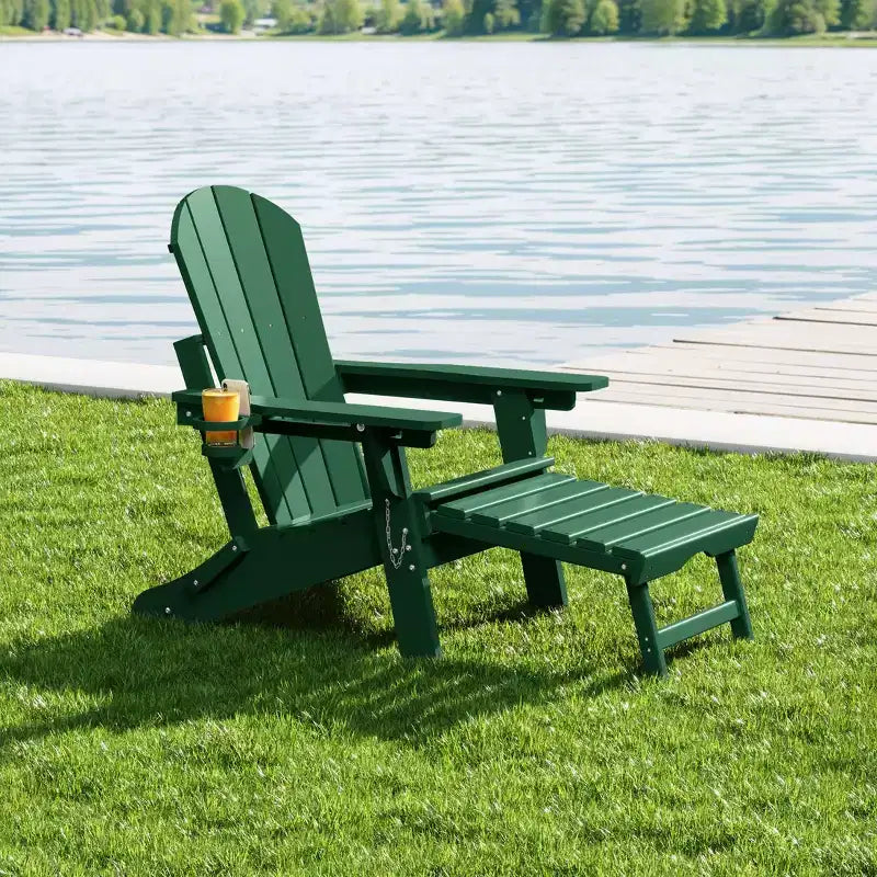 WestinTrends Sedia Adirondack Pieghevole Regolabile Malibu con Poggiapiedi Retrattile e Portabicchieri, Legno Invecchiato