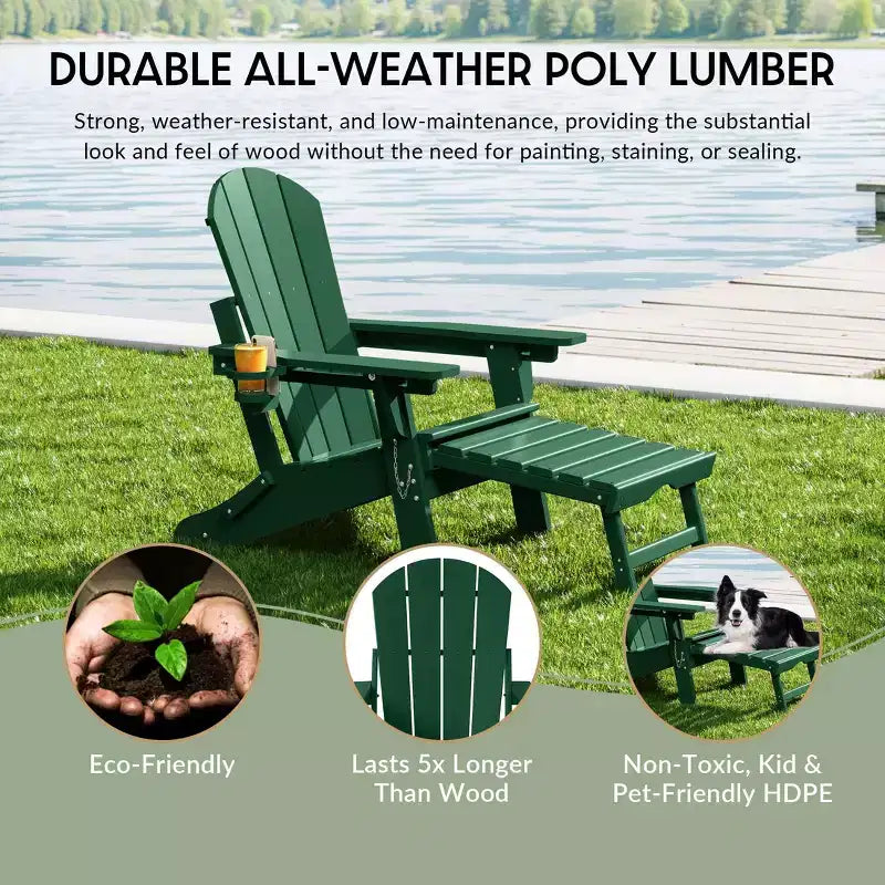 WestinTrends Sedia Adirondack Pieghevole Regolabile Malibu con Poggiapiedi Retrattile e Portabicchieri, Legno Invecchiato