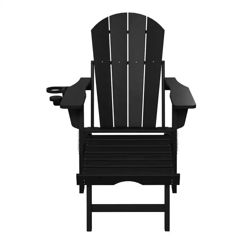 WestinTrends Sedia Adirondack Pieghevole Regolabile Malibu con Poggiapiedi Retrattile e Portabicchieri, Legno Invecchiato