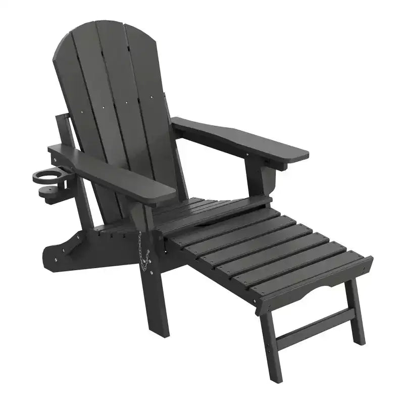 WestinTrends Sedia Adirondack Pieghevole Regolabile Malibu con Poggiapiedi Retrattile e Portabicchieri, Legno Invecchiato