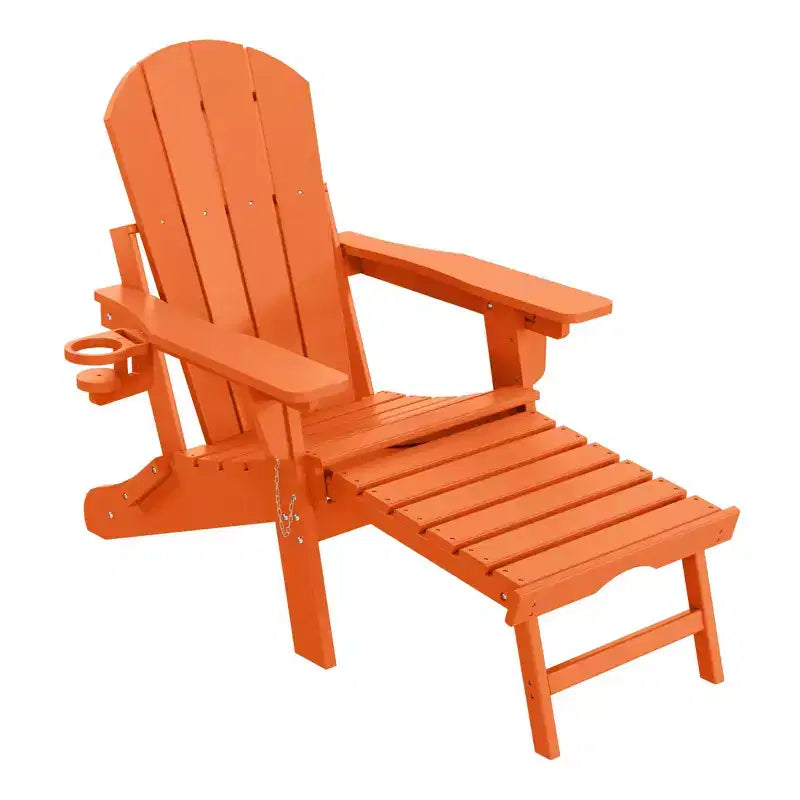 WestinTrends Sedia Adirondack Pieghevole Regolabile Malibu con Poggiapiedi Retrattile e Portabicchieri, Legno Invecchiato