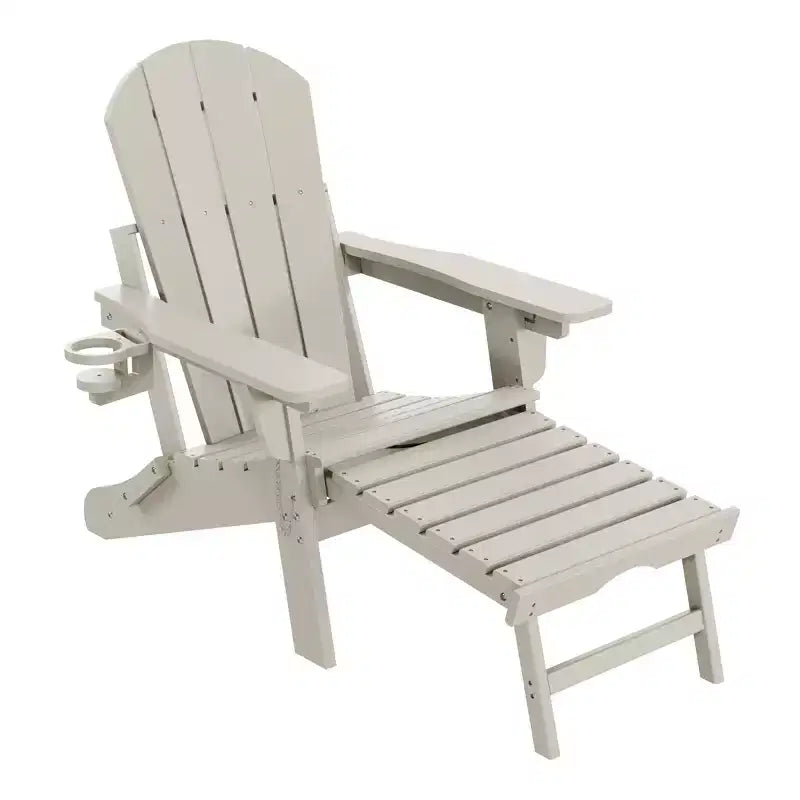 WestinTrends Sedia Adirondack Pieghevole Regolabile Malibu con Poggiapiedi Retrattile e Portabicchieri, Legno Invecchiato