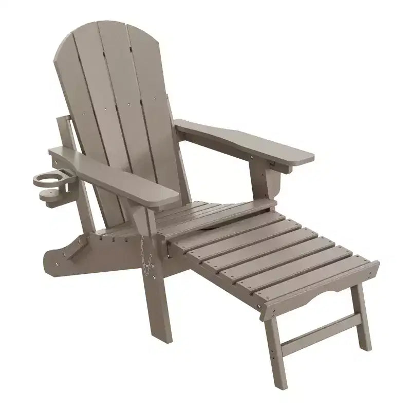 WestinTrends Sedia Adirondack Pieghevole Regolabile Malibu con Poggiapiedi Retrattile e Portabicchieri, Legno Invecchiato