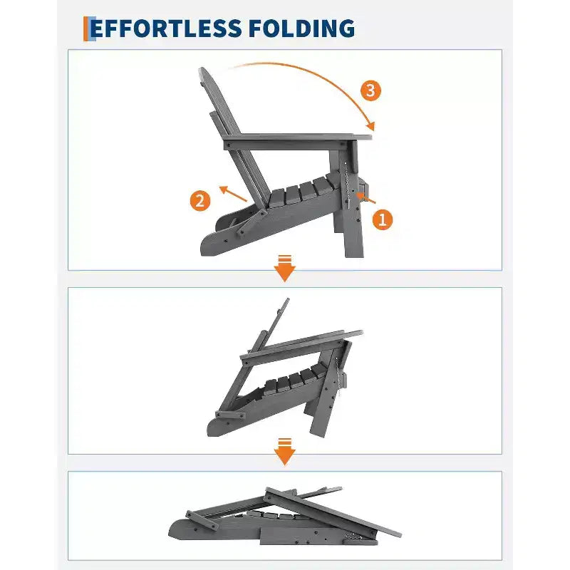 Sedie Adirondack Pieghevoli con Schienale Ergonomico Esteso, Sedie Ignifughe in HDPE Resistenti alle Intemperie, Lettini da Esterno per Patio, Giardino e Prato