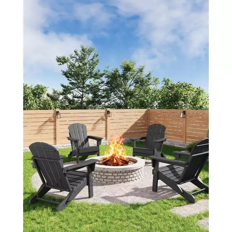 Sedie Adirondack Pieghevoli con Schienale Ergonomico Esteso, Sedie Ignifughe in HDPE Resistenti alle Intemperie, Lettini da Esterno per Patio, Giardino e Prato