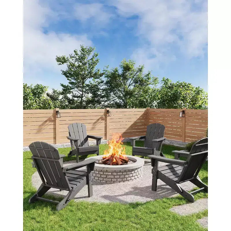 Sedie Adirondack Pieghevoli con Schienale Ergonomico Esteso, Sedie Ignifughe in HDPE Resistenti alle Intemperie, Lettini da Esterno per Patio, Giardino e Prato