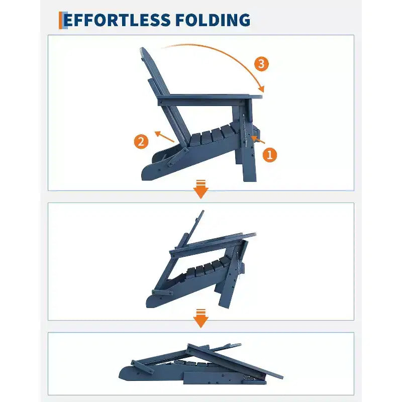 Set di 2 sedie Adirondack pieghevoli, in plastica HDPE resistente alle intemperie, sedie da esterno sovradimensionate per patio, prato, giardino, cortile, terrazza, capacità di 172 kg