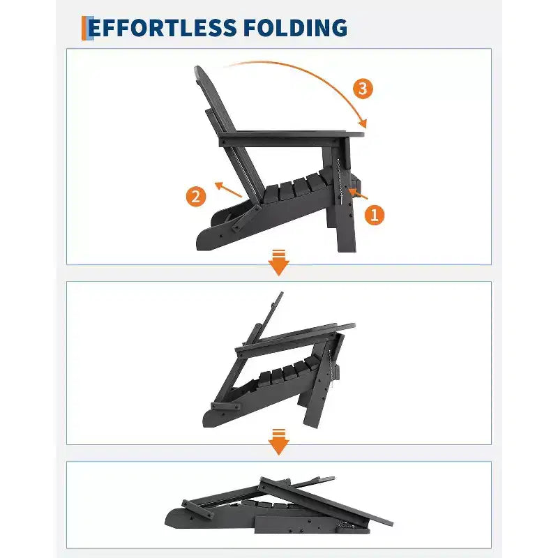 Set di 2 sedie Adirondack pieghevoli, in plastica HDPE resistente alle intemperie, sedie da esterno sovradimensionate per patio, prato, giardino, cortile, terrazza, capacità di 172 kg