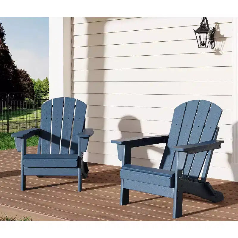 Ensemble de 2 chaises Adirondack pliantes, chaise d'extérieur surdimensionnée en plastique PEHD résistant aux intempéries pour patio, pelouse, jardin, cour arrière, terrasse, supporte 172 kg