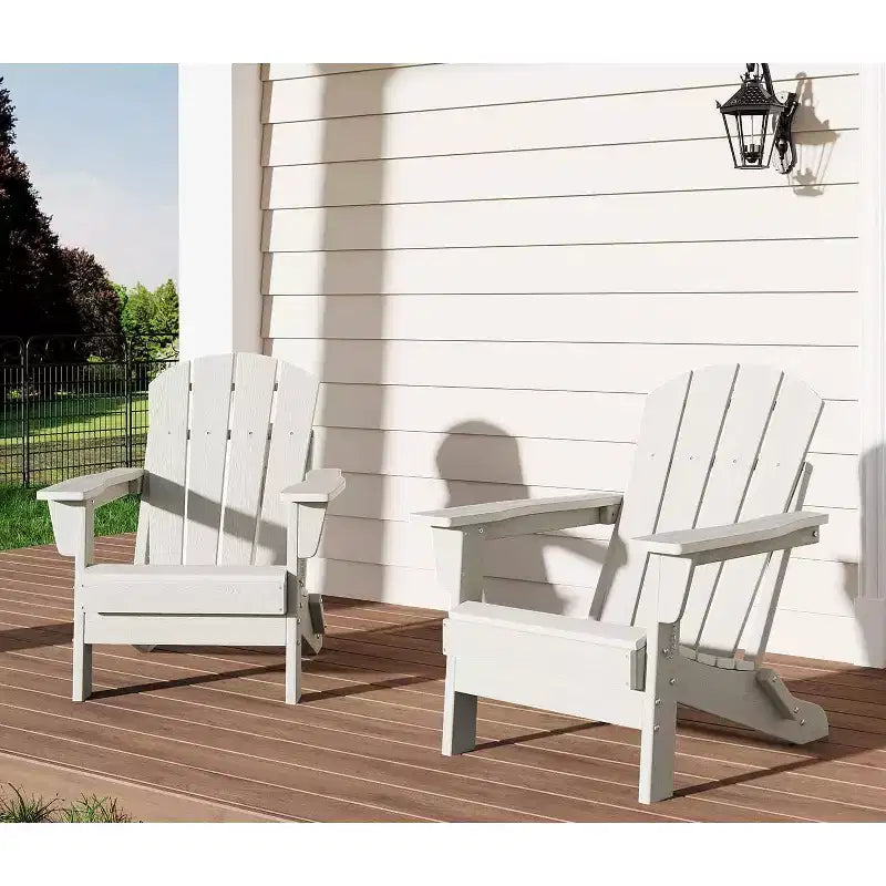 Ensemble de 2 chaises Adirondack pliantes, chaise d'extérieur surdimensionnée en plastique PEHD résistant aux intempéries pour patio, pelouse, jardin, cour arrière, terrasse, supporte 172 kg