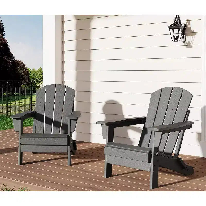 Ensemble de 2 chaises Adirondack pliantes, chaise d'extérieur surdimensionnée en plastique PEHD résistant aux intempéries pour patio, pelouse, jardin, cour arrière, terrasse, supporte 172 kg