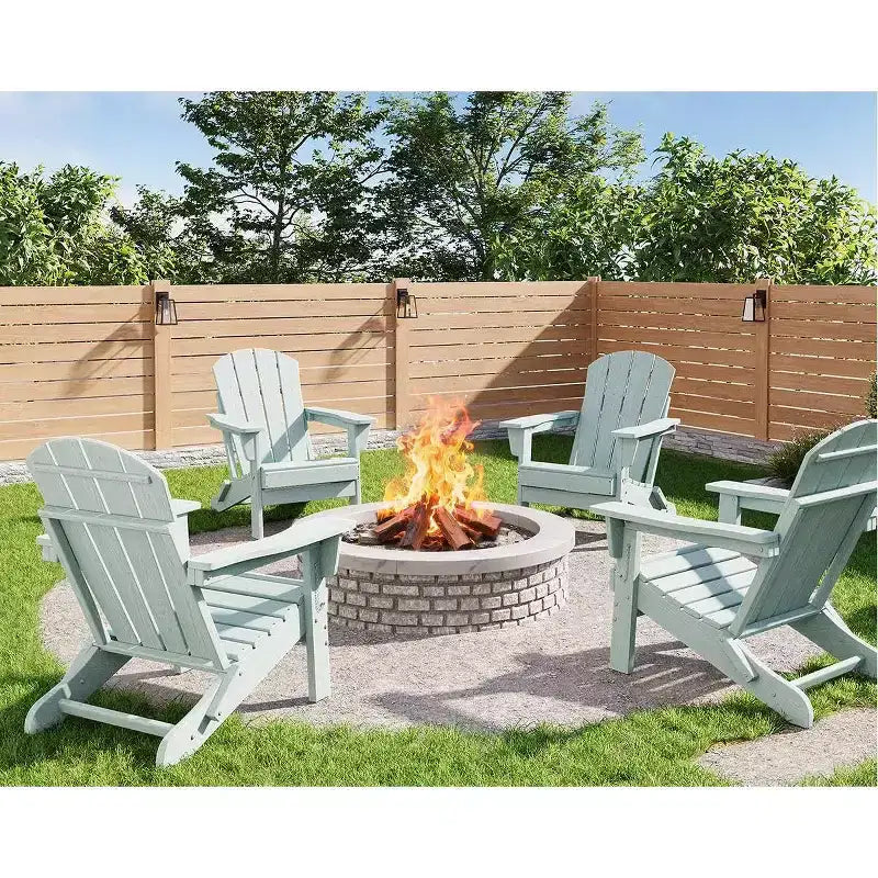 Lot de 4 chaises Adirondack pliantes, en plastique PEHD résistant aux intempéries, fauteuil d'extérieur surdimensionné pour terrasse, pelouse, jardin, arrière-cour, pont, supporte jusqu'à 172 kg