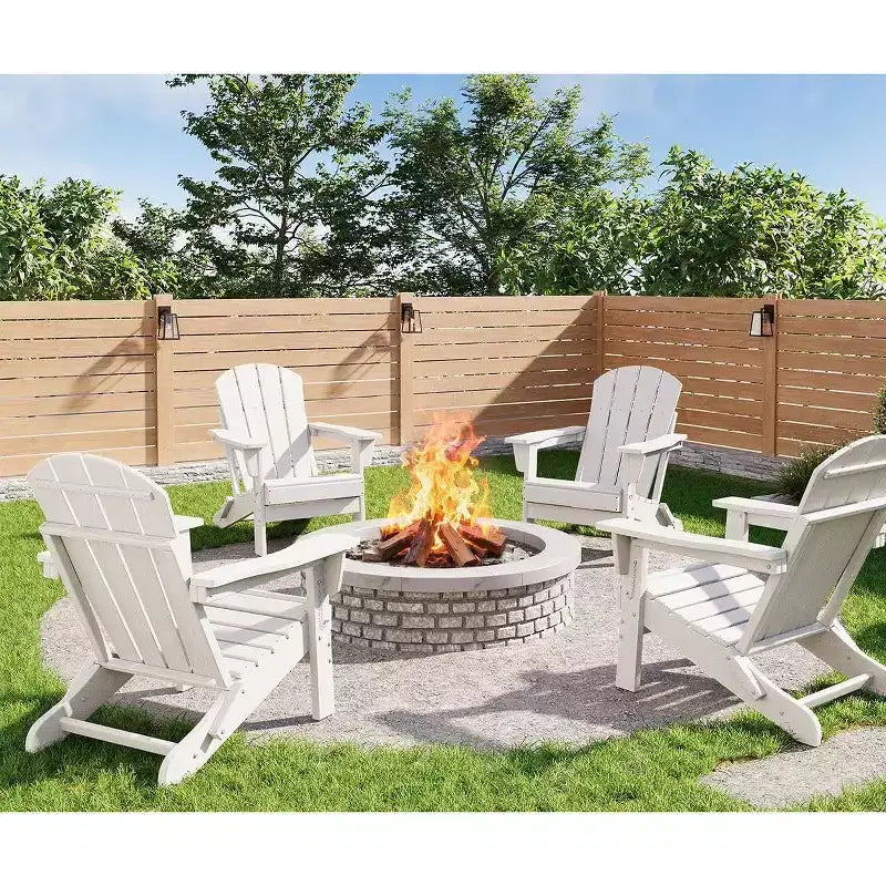 Lot de 4 chaises Adirondack pliantes, en plastique PEHD résistant aux intempéries, fauteuil d'extérieur surdimensionné pour terrasse, pelouse, jardin, arrière-cour, pont, supporte jusqu'à 172 kg