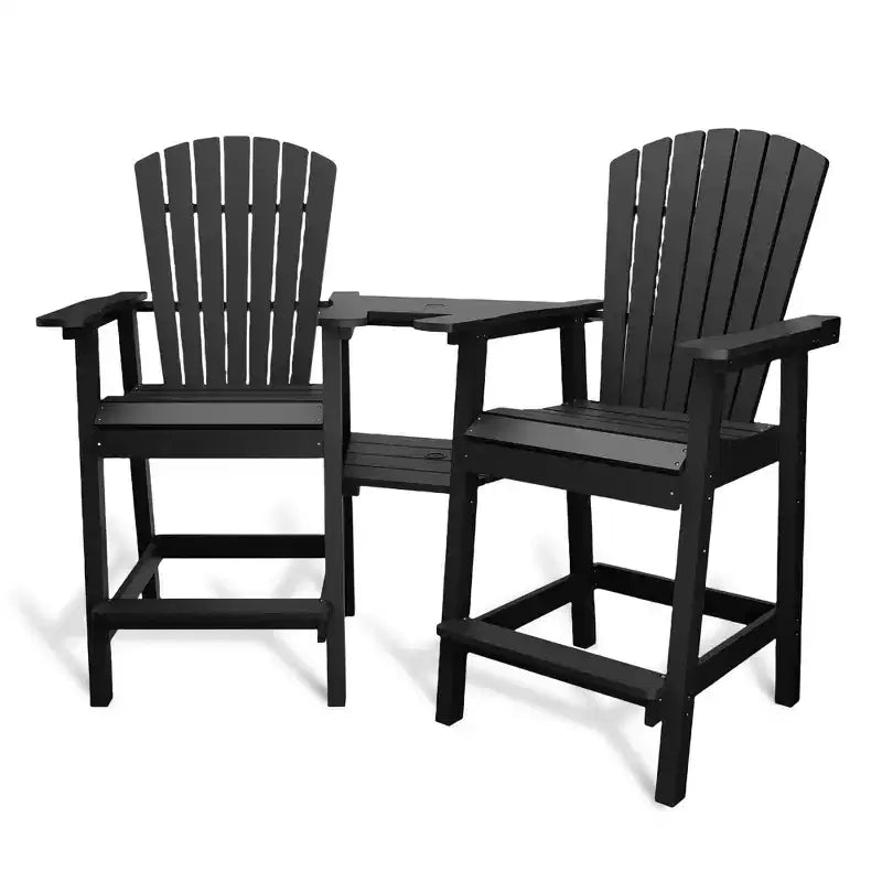 Tabourets de bar Adirondack d'extérieur en poly recyclé avec plateau de connexion, chaises de bar hautes Adirondack pour terrasse, ensemble de 2 chaises de bar