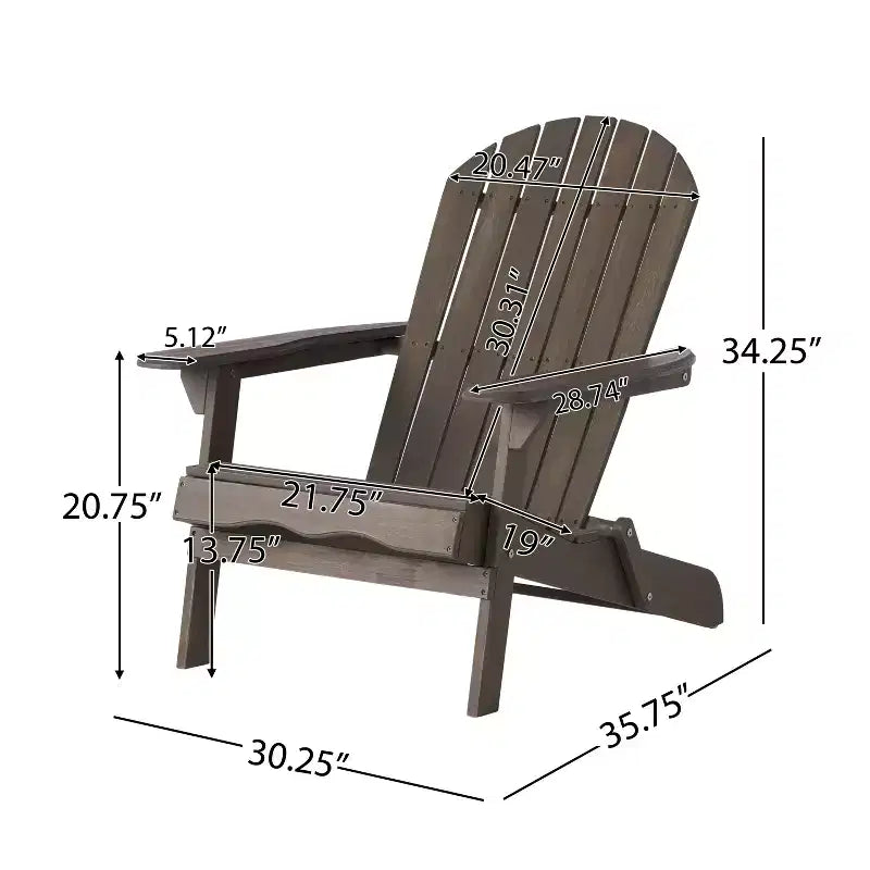 Set da 5 pezzi GDFStudio Jasper con sedie Adirondack e braciere da esterno in legno di acacia