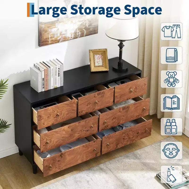 Cassettiera a 6 cassetti per camera da letto, comò moderno largo 120 cm, cassettiera in legno per camera da letto, soggiorno, corridoio, ingresso, Rovere Naturale