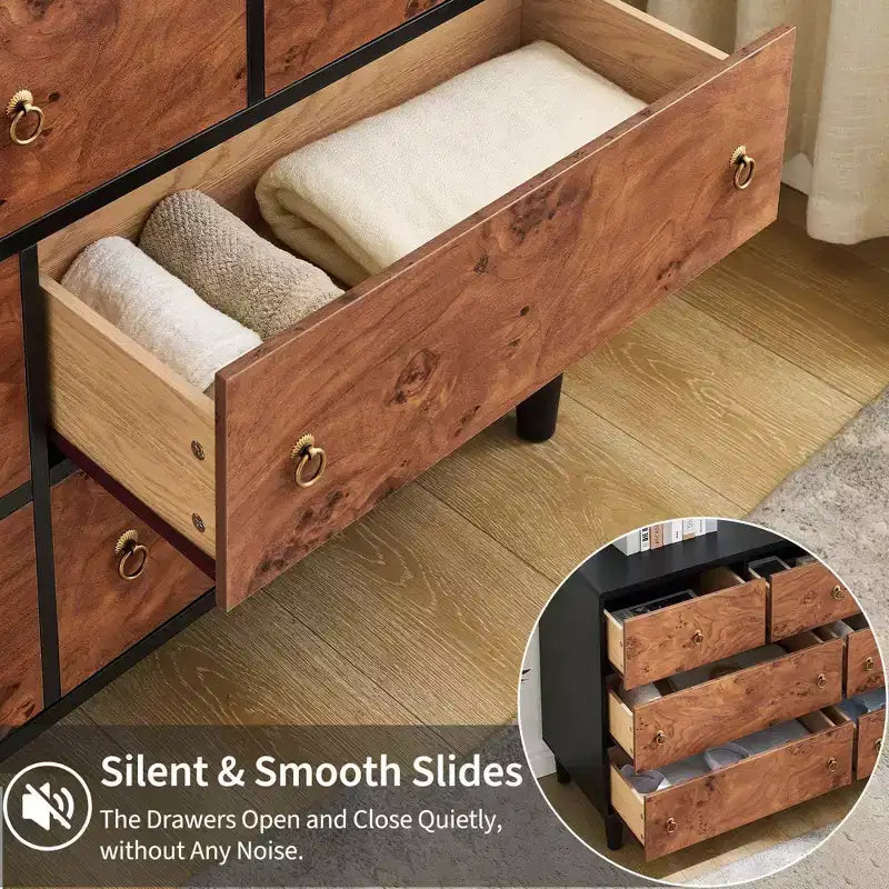 Cassettiera a 6 cassetti per camera da letto, comò moderno largo 120 cm, cassettiera in legno per camera da letto, soggiorno, corridoio, ingresso, Rovere Naturale