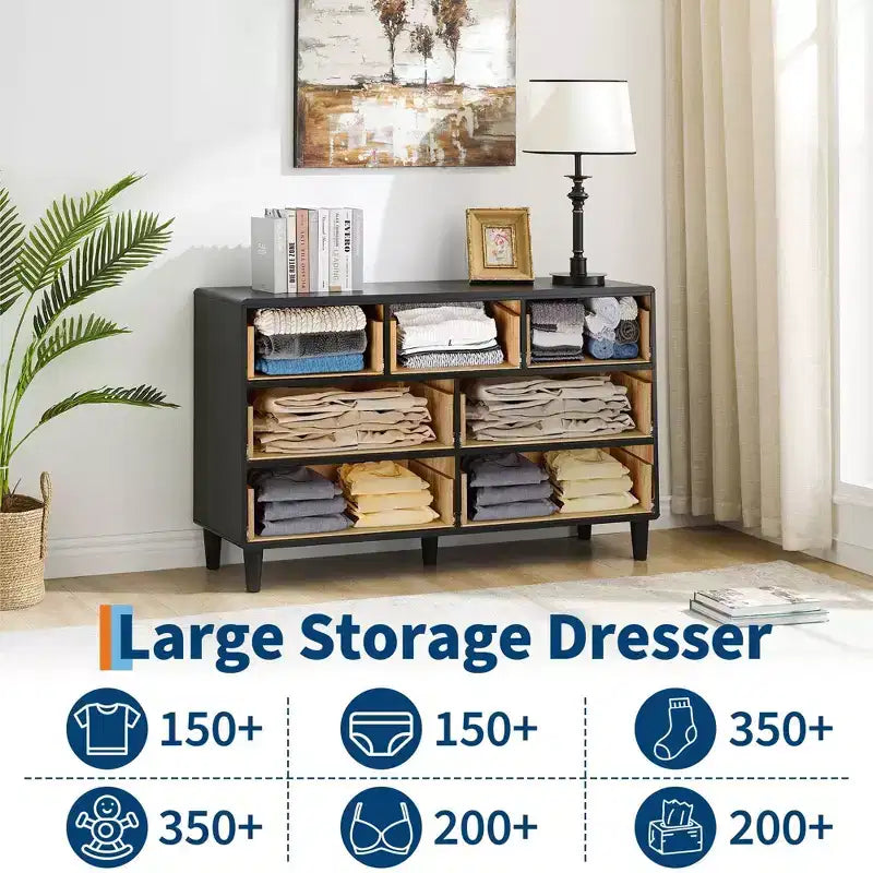 Cassettiera a 6 cassetti per camera da letto, comò moderno largo 120 cm, cassettiera in legno per camera da letto, soggiorno, corridoio, ingresso, Rovere Naturale