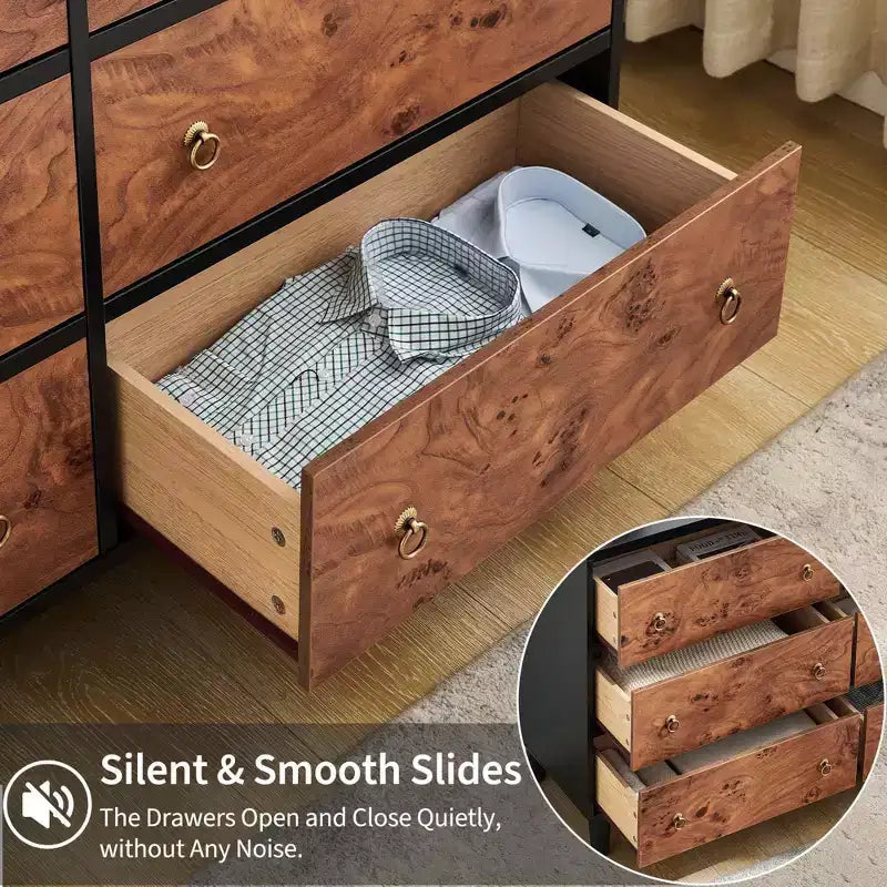 Cassettiera a 6 cassetti per camera da letto, comò moderno largo 120 cm, cassettiera in legno per camera da letto, soggiorno, corridoio, ingresso, Rovere Naturale