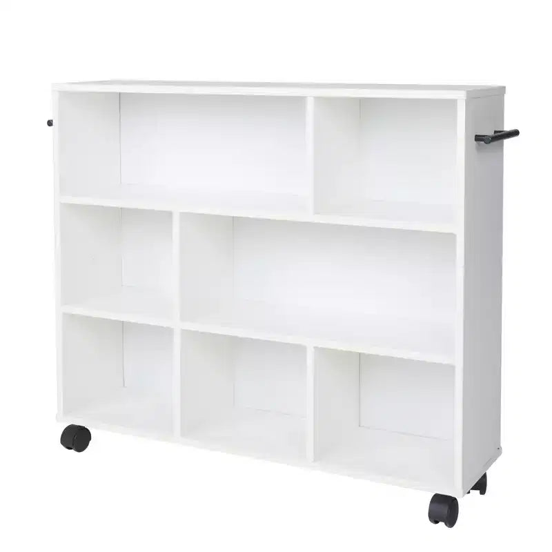 3-Tier Kitchen Cart, Wood with Lockable Wheels, Rolling Utility Cart with Open Shelves for Kitchen Storage, White