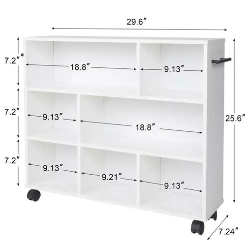 3-Tier Kitchen Cart, Wood with Lockable Wheels, Rolling Utility Cart with Open Shelves for Kitchen Storage, White
