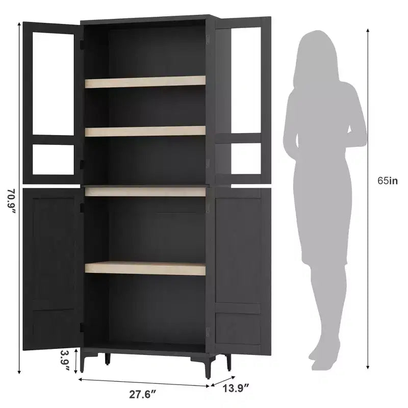 Armadietto alto da 180 cm con ante, mensola regolabile, organizer multiuso per dispensa cucina e bagno