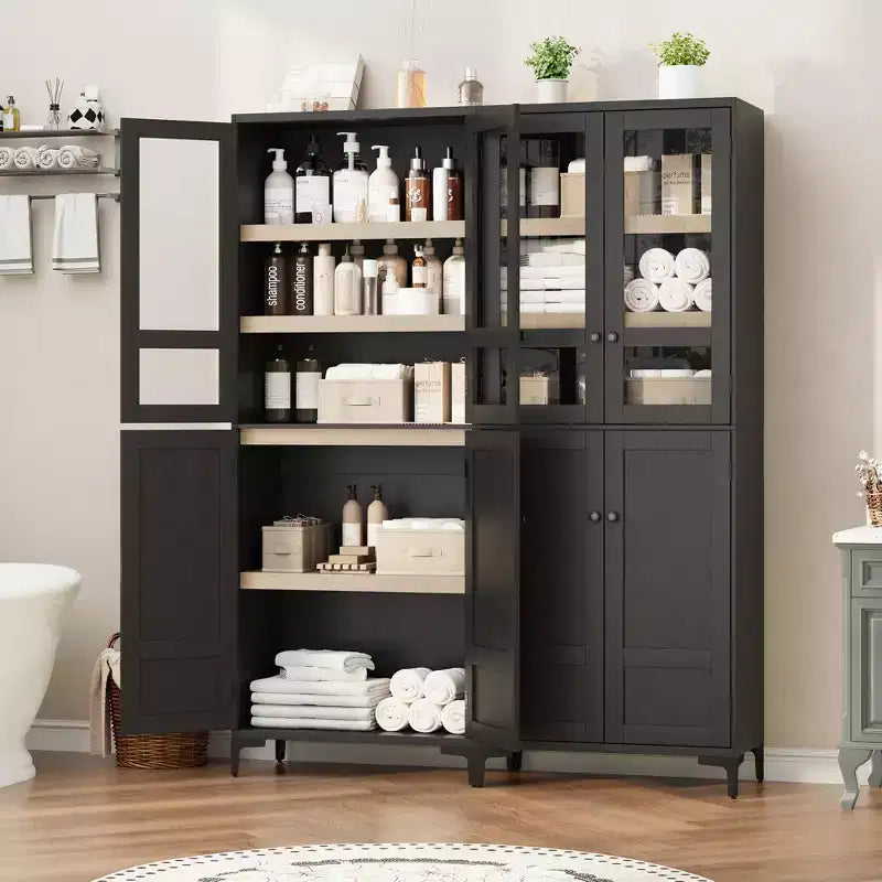 Armadietto alto da 180 cm con ante, mensola regolabile, organizer multiuso per dispensa cucina e bagno