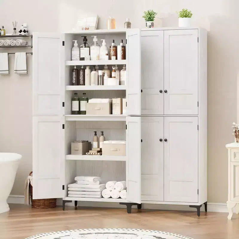 71 Tall Storage Cabinet with Doors, Adjustable Shelf Multi-Purpose Organizer for Kitchen Pantry and Bathroom Cabinet