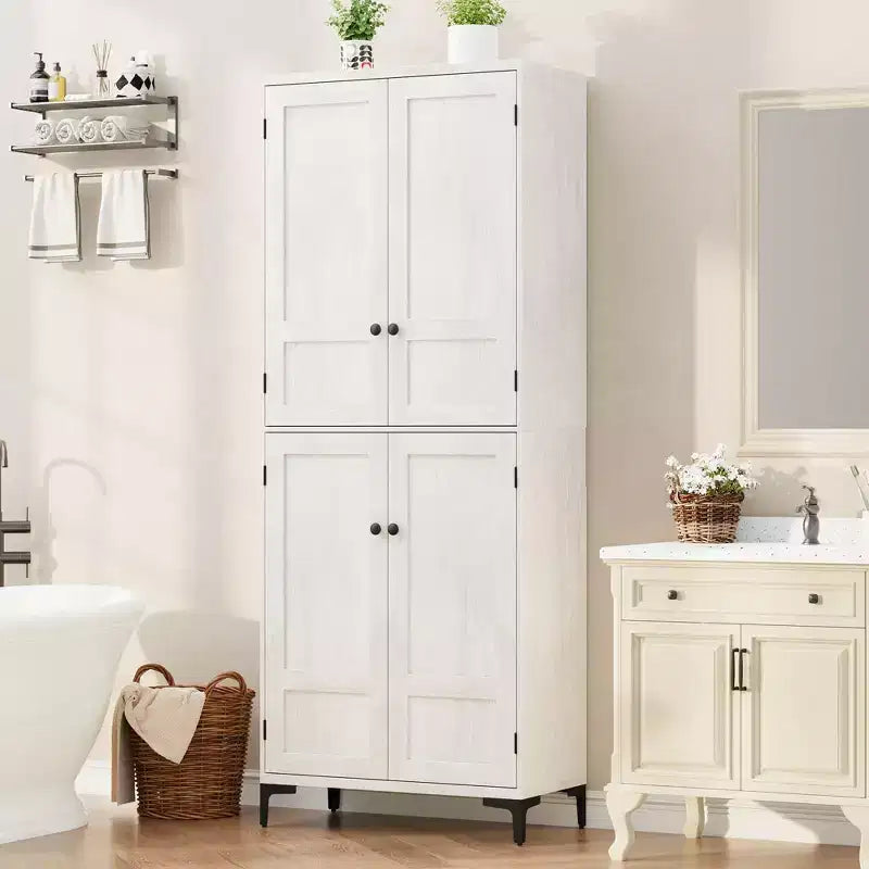 Armadietto alto da 180 cm con ante, mensola regolabile, organizer multiuso per dispensa cucina e bagno