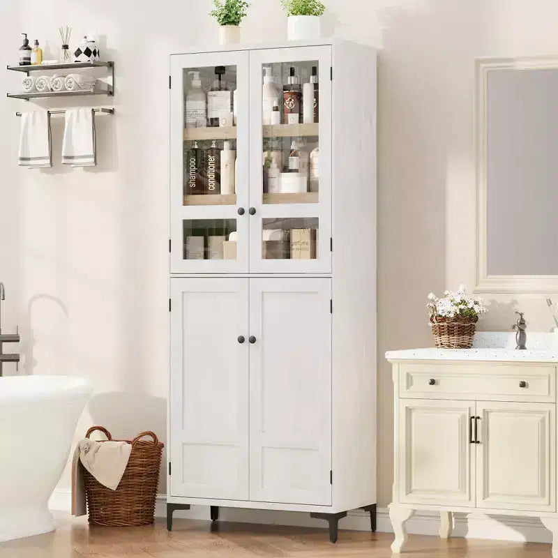 71 Tall Storage Cabinet with Doors, Adjustable Shelf Multi-Purpose Organizer for Kitchen Pantry and Bathroom Cabinet