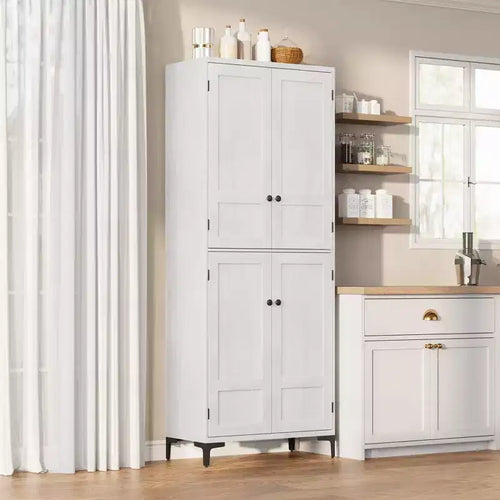 71 Tall Storage Cabinet with Doors, Adjustable Shelf Multi-Purpose Organizer for Kitchen Pantry and Bathroom Cabinet