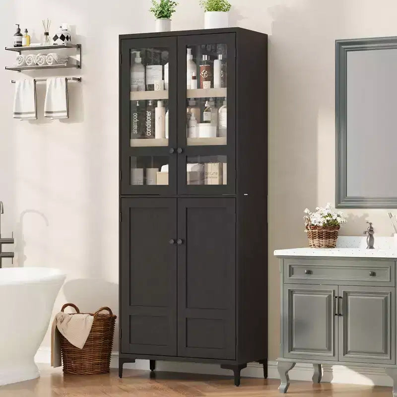 71 Tall Storage Cabinet with Doors, Adjustable Shelf Multi-Purpose Organizer for Kitchen Pantry and Bathroom Cabinet