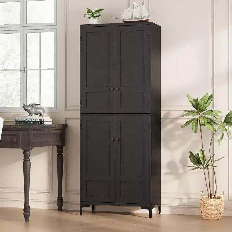 71 Tall Storage Cabinet with Doors, Adjustable Shelf Multi-Purpose Organizer for Kitchen Pantry and Bathroom Cabinet
