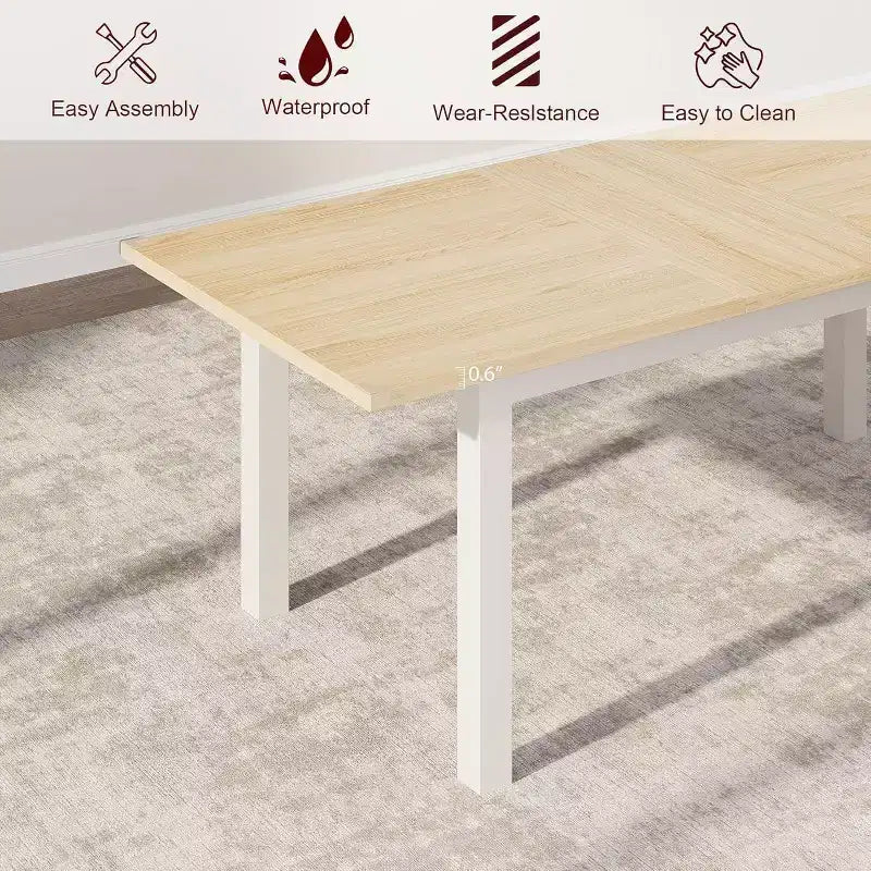 Tavolo da pranzo allungabile per 4-6 persone, 160 cm Tavolo grande in legno con struttura in metallo e ripiano in MDF, per cucina o sala da pranzo